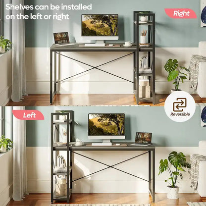 63 Inch Rustic Metal Table with Shelves