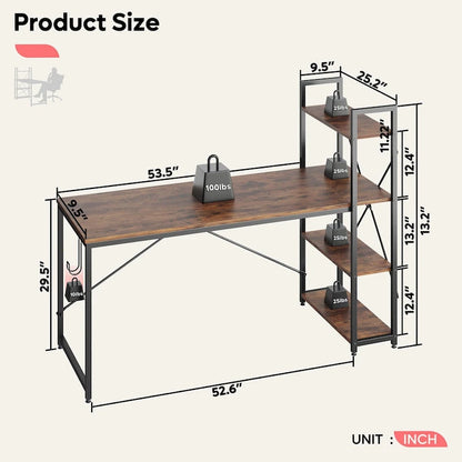 63 Inch Rustic Metal Table with Shelves