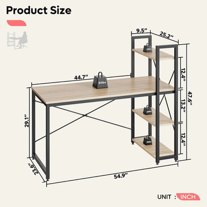 63 Inch Rustic Metal Table with Shelves
