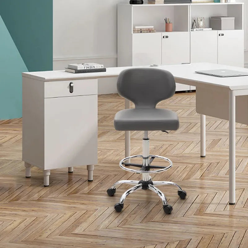 Contemporary Metal Leather Table Adjustable