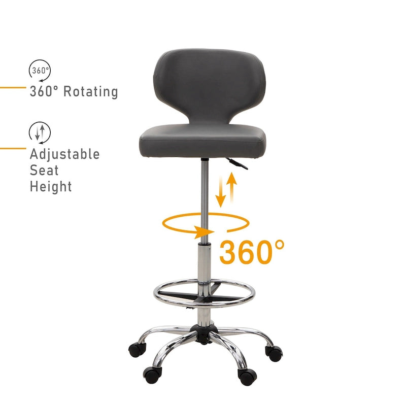 Contemporary Metal Leather Table Adjustable