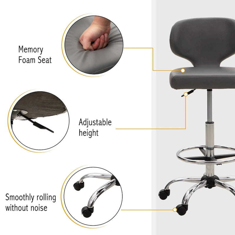 Contemporary Metal Leather Table Adjustable