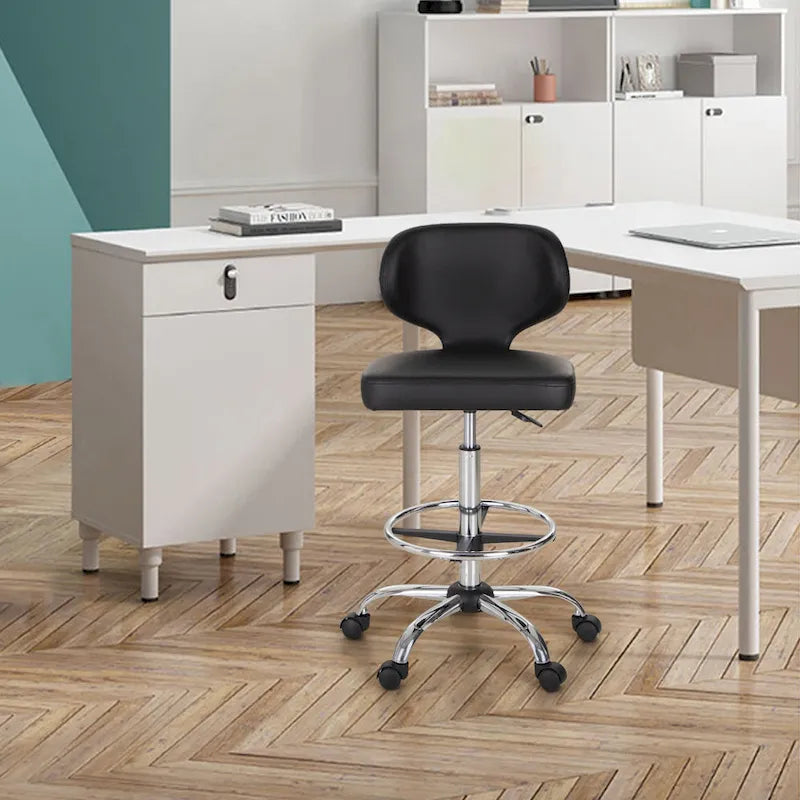 Contemporary Metal Leather Table Adjustable