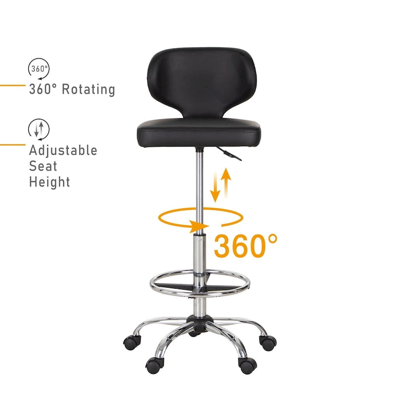 Contemporary Metal Leather Table Adjustable