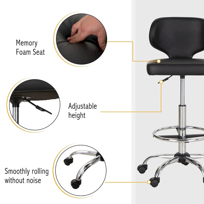 Contemporary Metal Leather Table Adjustable