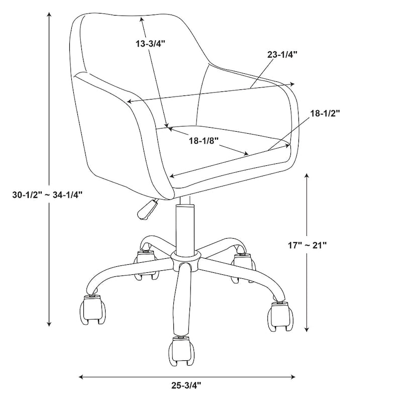 25.75 Inch Contemporary Wood Metal Chair Adjustable