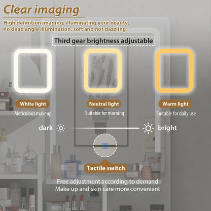 31.5 Wide Dresser Makeup Vanity With Stool and Touching Light Mirror - 31.5W