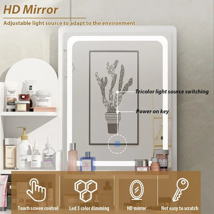 31.5 Wide Dresser Makeup Vanity With Stool and Touching Light Mirror - 31.5W