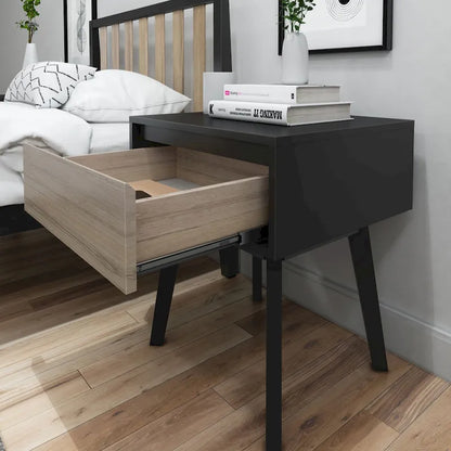 Plank and Beam Scandinavian Nightstand with 1 Drawer