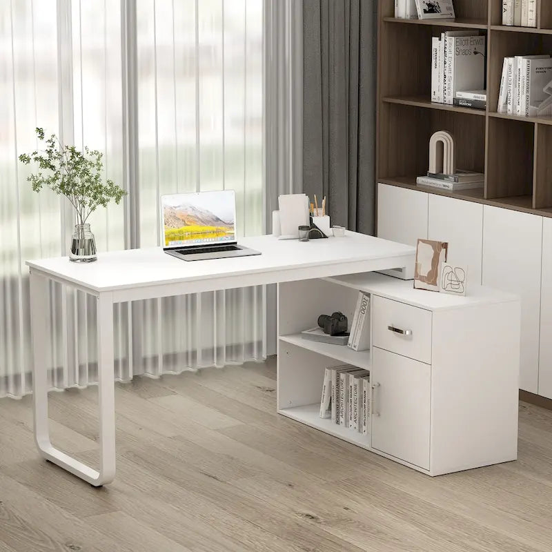 Wood Metal Table with Storage