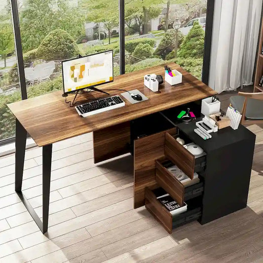 Metal Engineered Wood Table with Storage