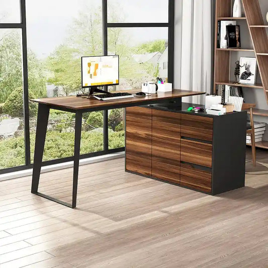 Metal Engineered Wood Table with Storage