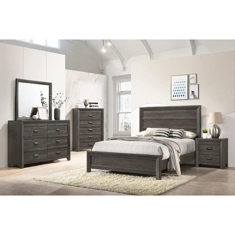 Essa 6 Piece Brown Classic Panel Bedroom Set