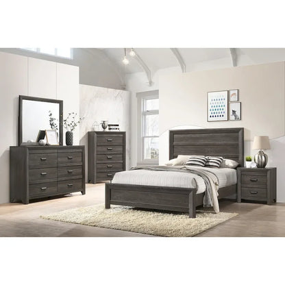 Essa 6 Piece Brown Classic Panel Bedroom Set