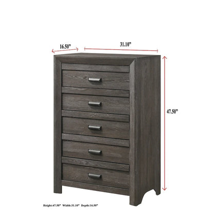 Essa 6 Piece Brown Classic Panel Bedroom Set