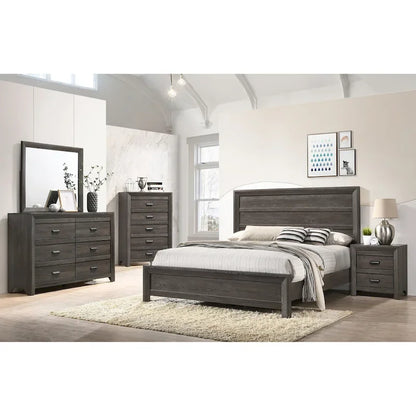 Essa 6 Piece Brown Classic Panel Bedroom Set