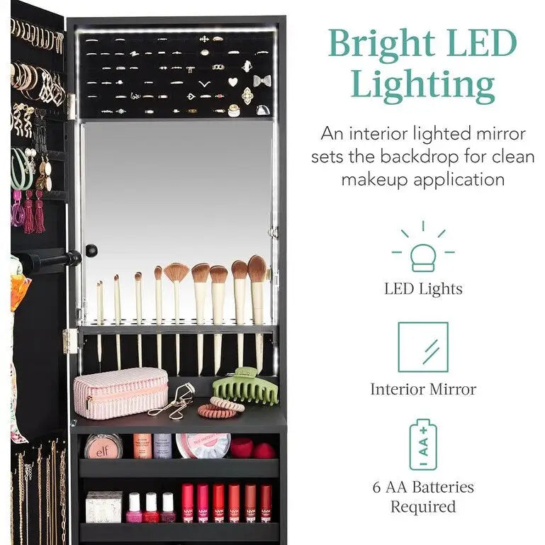 LED Mirror Jewelry Cabinet - 4.5D x 14.5W x 42.5H