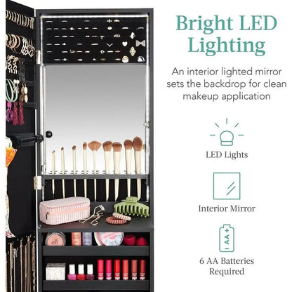 LED Mirror Jewelry Cabinet - 4.5D x 14.5W x 42.5H