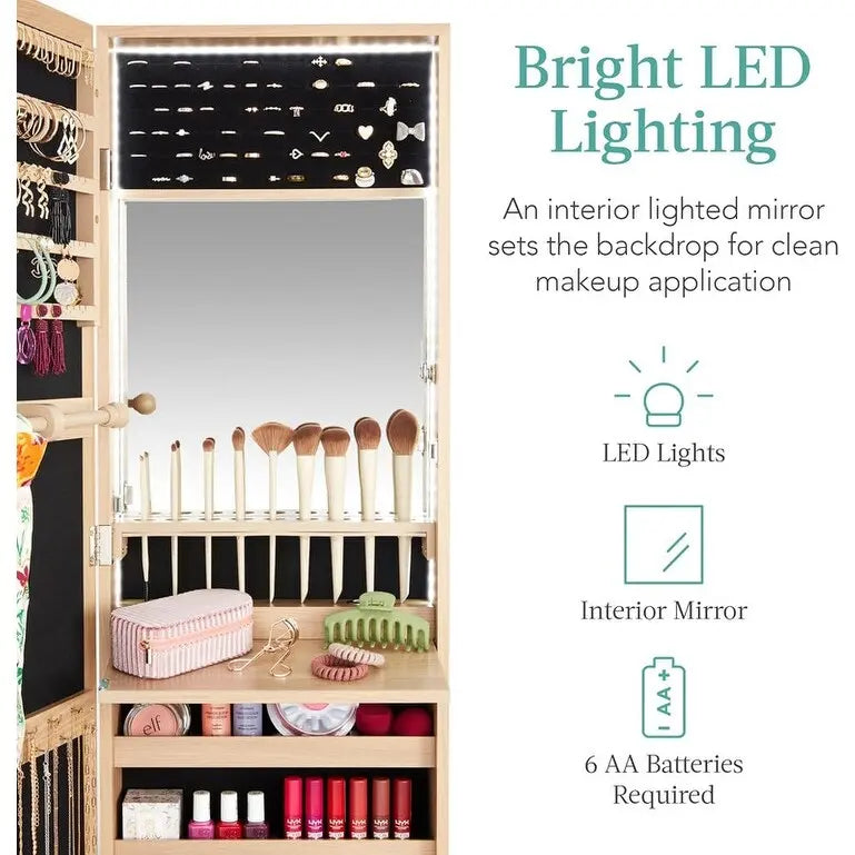LED Mirror Jewelry Cabinet - 4.5D x 14.5W x 42.5H