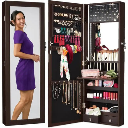 LED Mirror Jewelry Cabinet - 4.5D x 14.5W x 42.5H