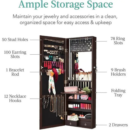 LED Mirror Jewelry Cabinet - 4.5D x 14.5W x 42.5H