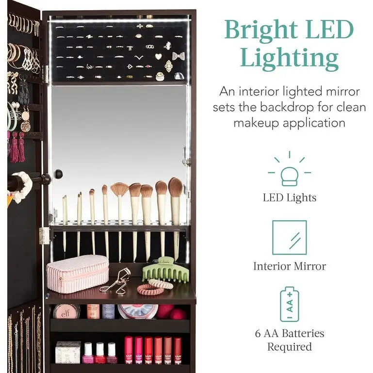 LED Mirror Jewelry Cabinet - 4.5D x 14.5W x 42.5H
