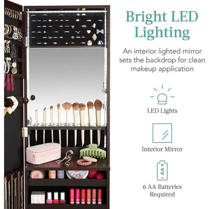 LED Mirror Jewelry Cabinet - 4.5D x 14.5W x 42.5H