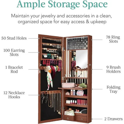 LED Mirror Jewelry Cabinet - 4.5D x 14.5W x 42.5H