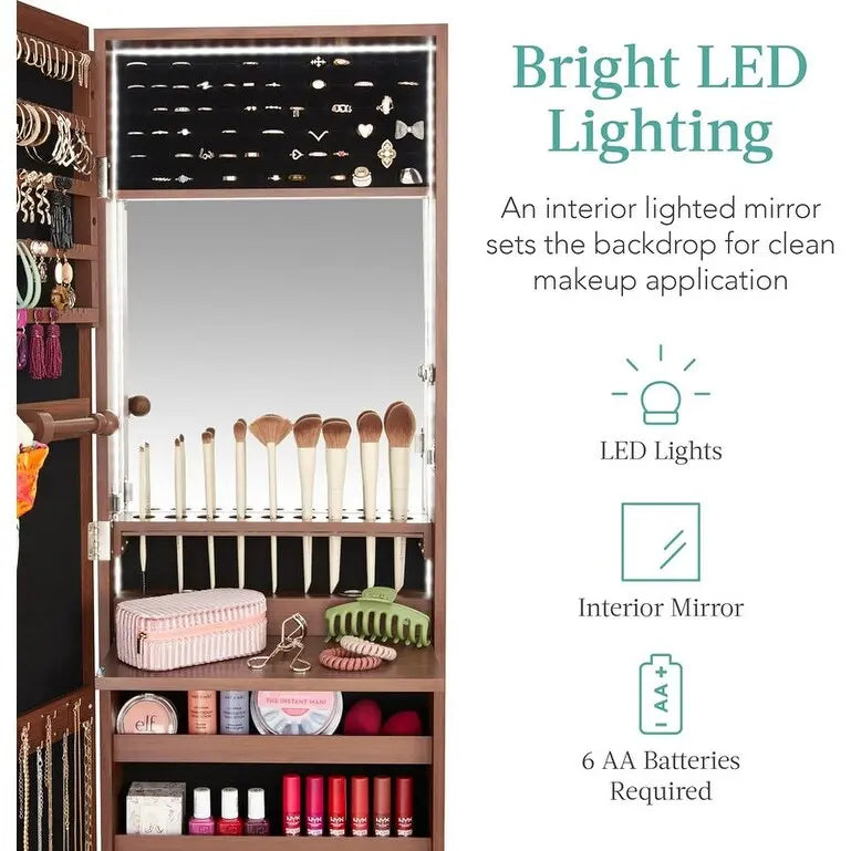 LED Mirror Jewelry Cabinet - 4.5D x 14.5W x 42.5H