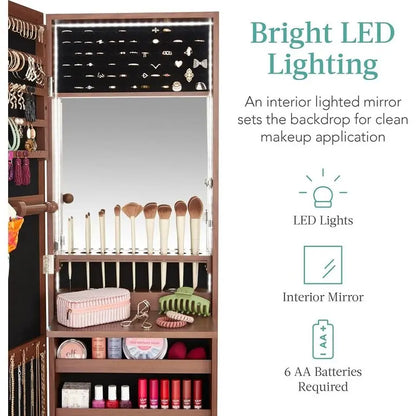 LED Mirror Jewelry Cabinet - 4.5D x 14.5W x 42.5H