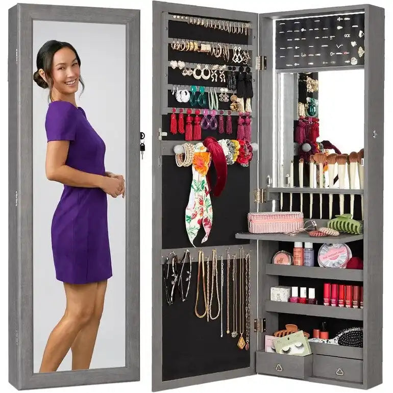 LED Mirror Jewelry Cabinet - 4.5D x 14.5W x 42.5H