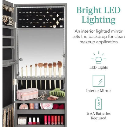 LED Mirror Jewelry Cabinet - 4.5D x 14.5W x 42.5H