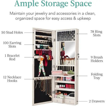 LED Mirror Jewelry Cabinet - 4.5D x 14.5W x 42.5H