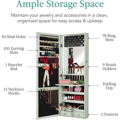 LED Mirror Jewelry Cabinet - 4.5D x 14.5W x 42.5H