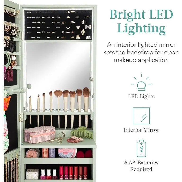 LED Mirror Jewelry Cabinet - 4.5D x 14.5W x 42.5H