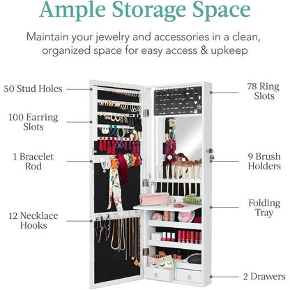LED Mirror Jewelry Cabinet - 4.5D x 14.5W x 42.5H