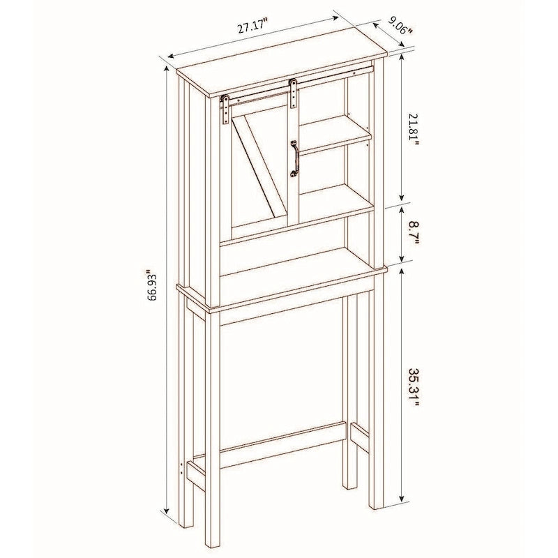Farmhouse White MDF Wood Over-the-Toilet Space Saver Bathroom Cabinet