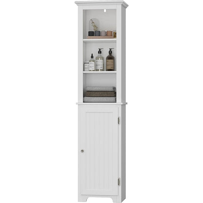 UTEX 64 Freestanding Storage Cabinet, Bathroom Tall Cabinet with Doors and Shelves, Free Standing Linen Tower