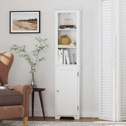 UTEX 64 Freestanding Storage Cabinet, Bathroom Tall Cabinet with Doors and Shelves, Free Standing Linen Tower
