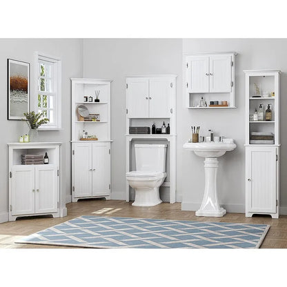 UTEX 64 Freestanding Storage Cabinet, Bathroom Tall Cabinet with Doors and Shelves, Free Standing Linen Tower