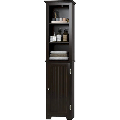 UTEX 64 Freestanding Storage Cabinet, Bathroom Tall Cabinet with Doors and Shelves, Free Standing Linen Tower