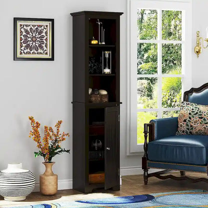UTEX 64 Freestanding Storage Cabinet, Bathroom Tall Cabinet with Doors and Shelves, Free Standing Linen Tower