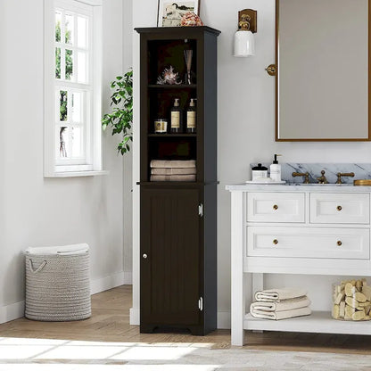 UTEX 64 Freestanding Storage Cabinet, Bathroom Tall Cabinet with Doors and Shelves, Free Standing Linen Tower