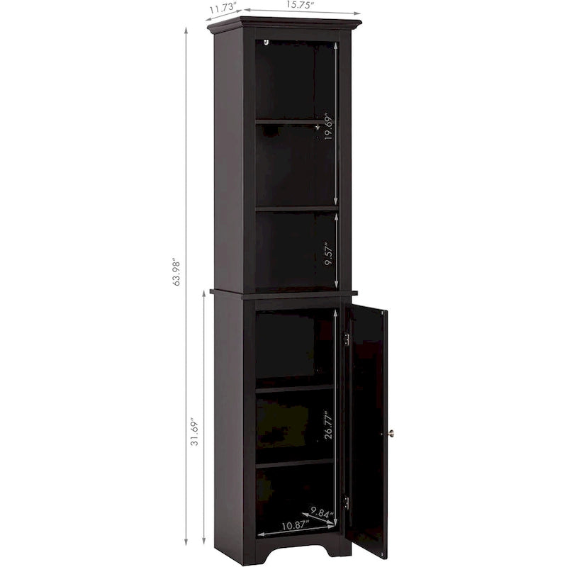 UTEX 64 Freestanding Storage Cabinet, Bathroom Tall Cabinet with Doors and Shelves, Free Standing Linen Tower
