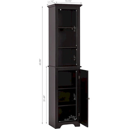 UTEX 64 Freestanding Storage Cabinet, Bathroom Tall Cabinet with Doors and Shelves, Free Standing Linen Tower