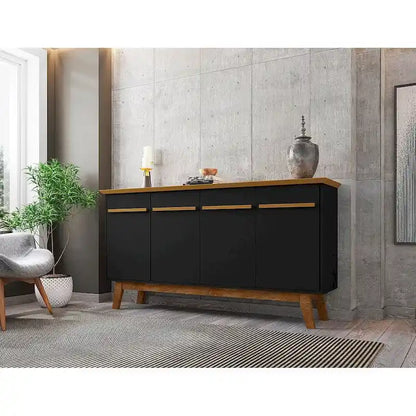 62.99 Inch Mid-Century Modern Solid Wood Cabinet LED