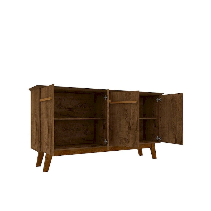 62.99 Inch Mid-Century Modern Solid Wood Cabinet LED