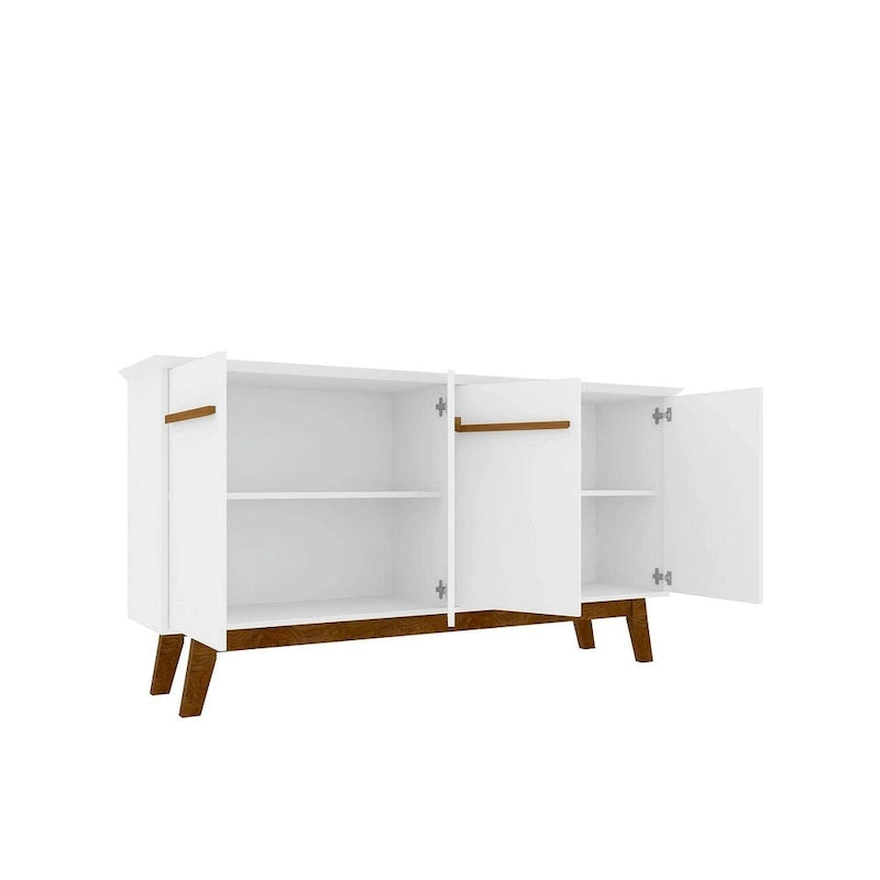 62.99 Inch Mid-Century Modern Solid Wood Cabinet LED