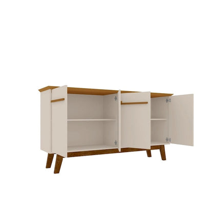 62.99 Inch Mid-Century Modern Solid Wood Cabinet LED