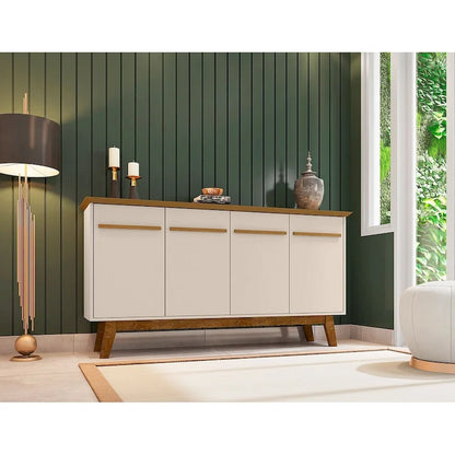 62.99 Inch Mid-Century Modern Solid Wood Cabinet LED